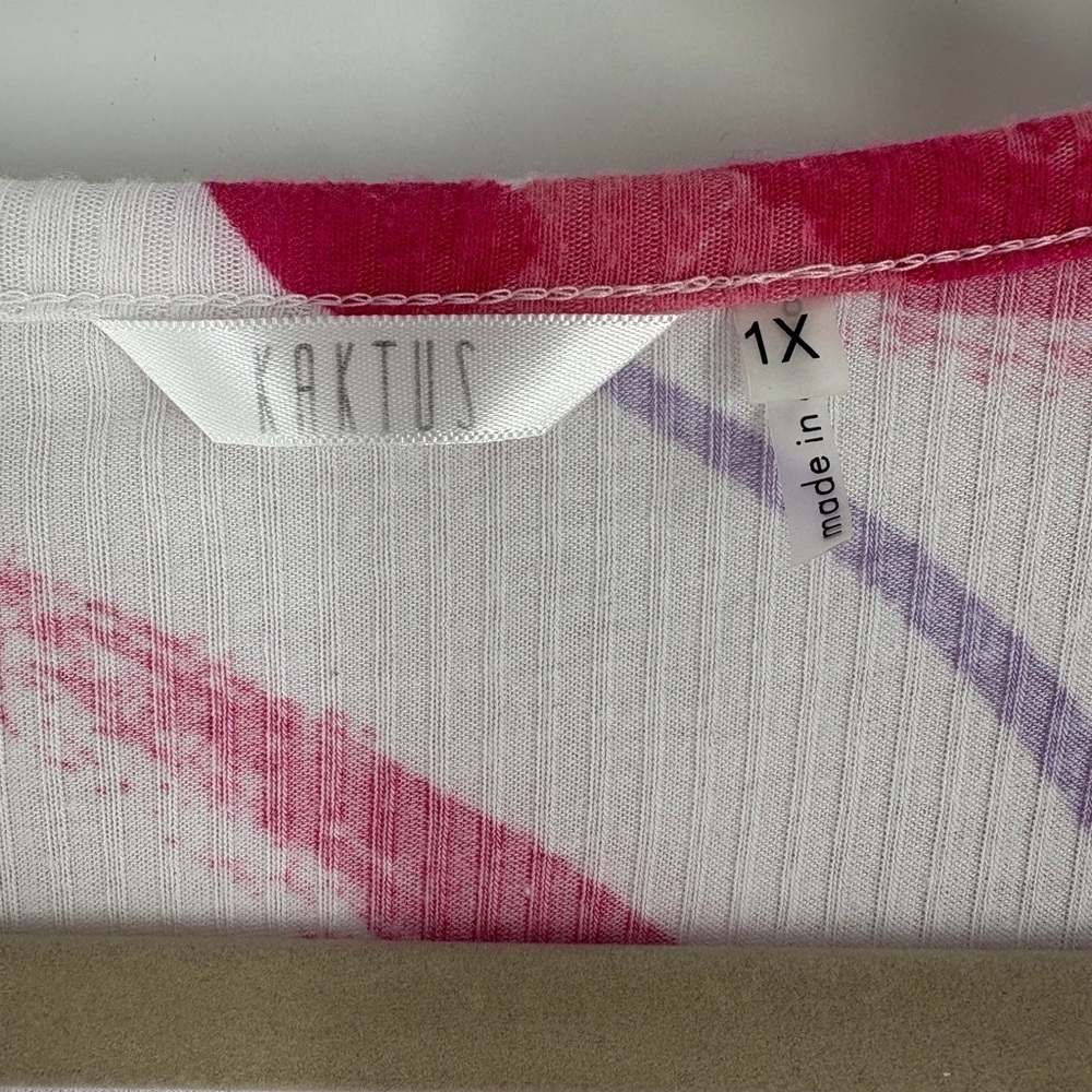 Kaktus Pink and Blue Abstract Midi dress - 1X - Picture 3 of 6